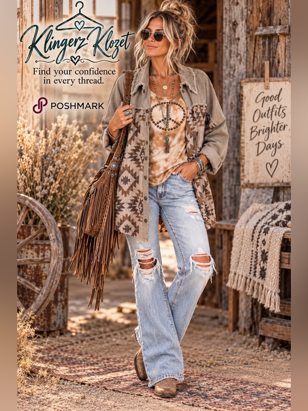 Boho Aztec Knit shacket w- Taupe & Brown Mystree. NWT

Bin 2